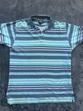 Woolrich Men's Striped Short Sleeve Polo Shirt Blue